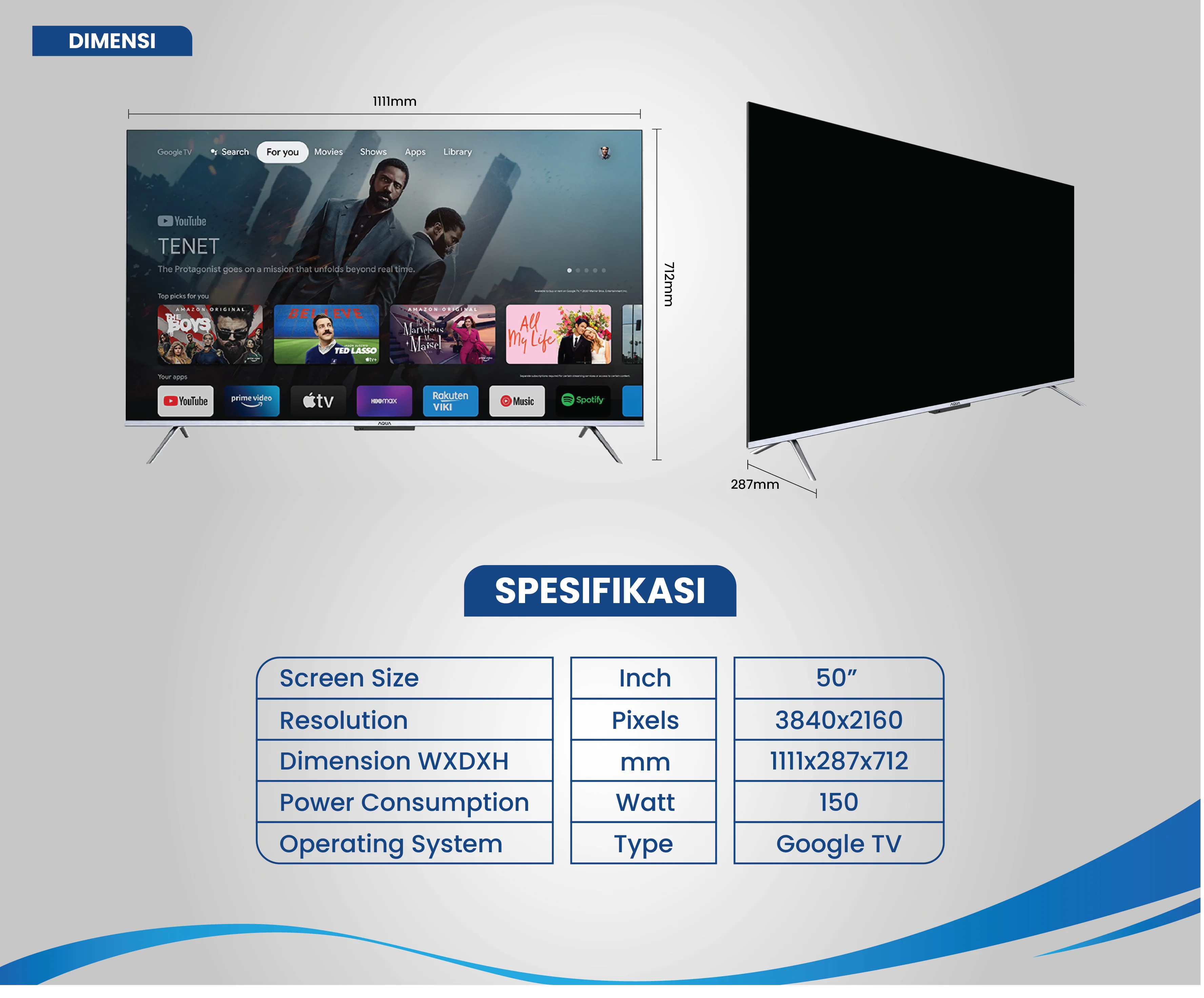 Smart TV AQUA Elektronik AQT50P750UX
